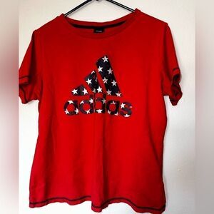 Adidas tee shirt T-shirt short sleeves stars logo red color